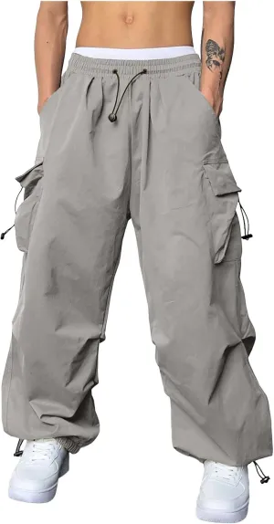 Men's Baggy Cargo Pants Casual Parachute Pants Cotton Elasticated Loose Fit Streetwear Multi Pockets
