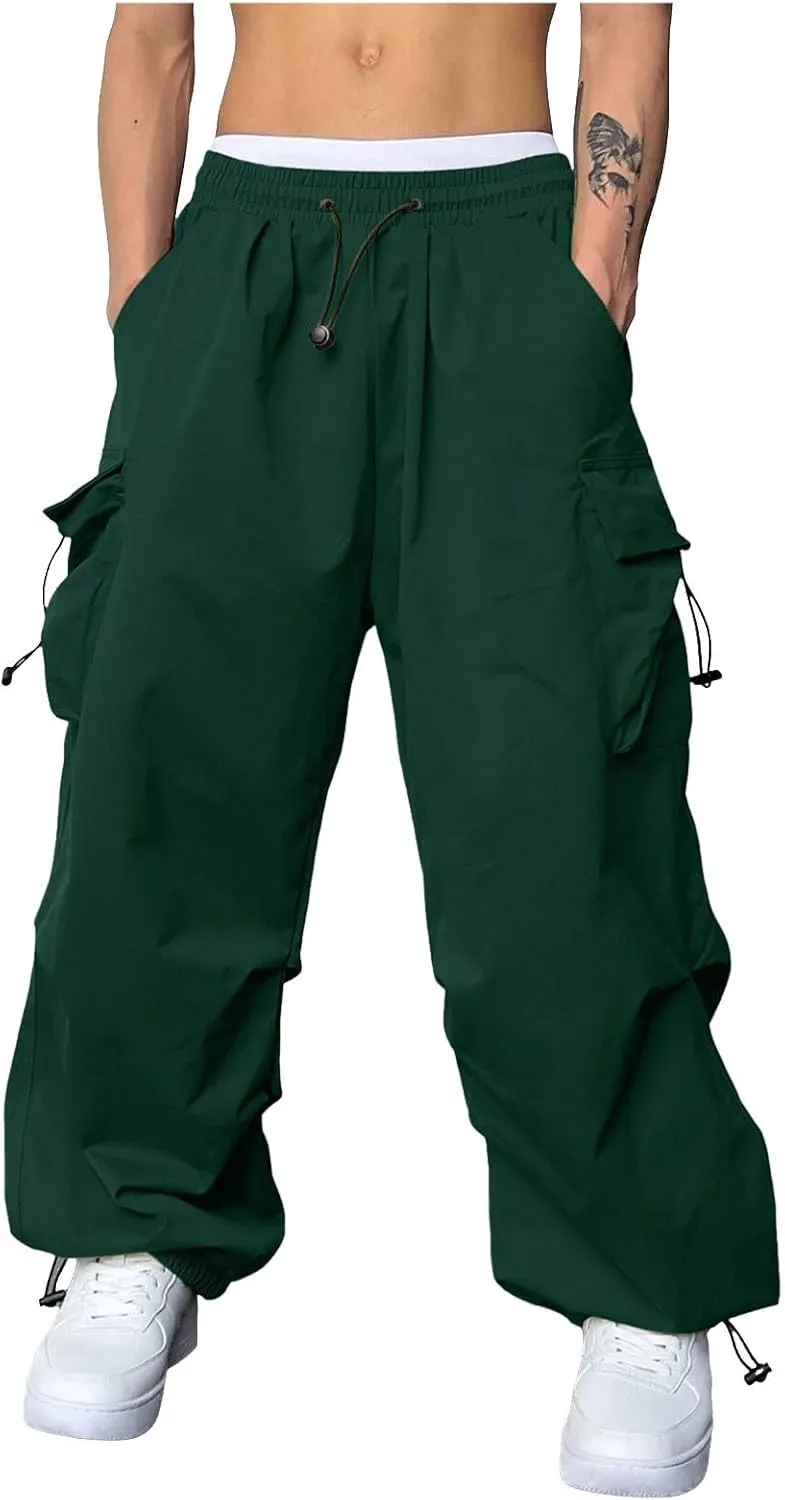 Men's Baggy Cargo Pants Casual Parachute Pants Cotton Loose Fit Hip Hop Pant Multi Pockets