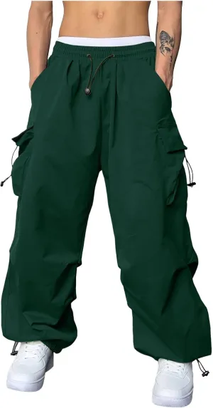Men's Baggy Cargo Pants Casual Parachute Pants Cotton Loose Fit Hip Hop Pant Multi Pockets