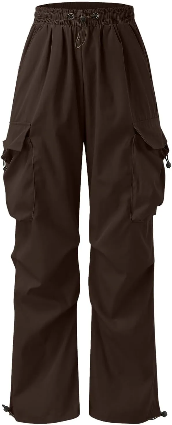 Men's Baggy Cargo Pants Trendy Casual Parachute Pant Elastic Waist Loose Fit Streetwear Multi Pockets