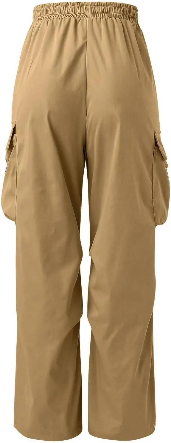 Men's Cargo Pants Casual Wide Leg Drawstring Waist Pant Hiking Pant with Multiple Pockets