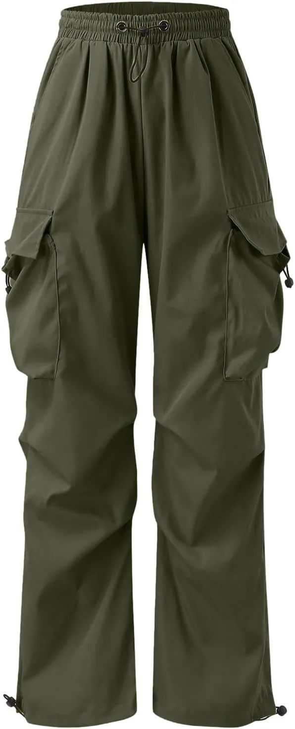 Men's Cargo Pants Loose Fit Casual Joggers Drawstring Elastic Waist Track Pants Multi Pockets