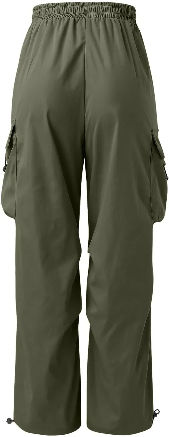 Men's Cargo Pants Loose Fit Casual Joggers Drawstring Elastic Waist Track Pants Multi Pockets