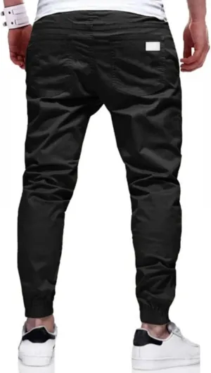 Mens Casual Joggers Cargo Pants Drawstring Chino Hiking Pants Outdoor Twill Track Jogging Sweatpants Pants for Men
