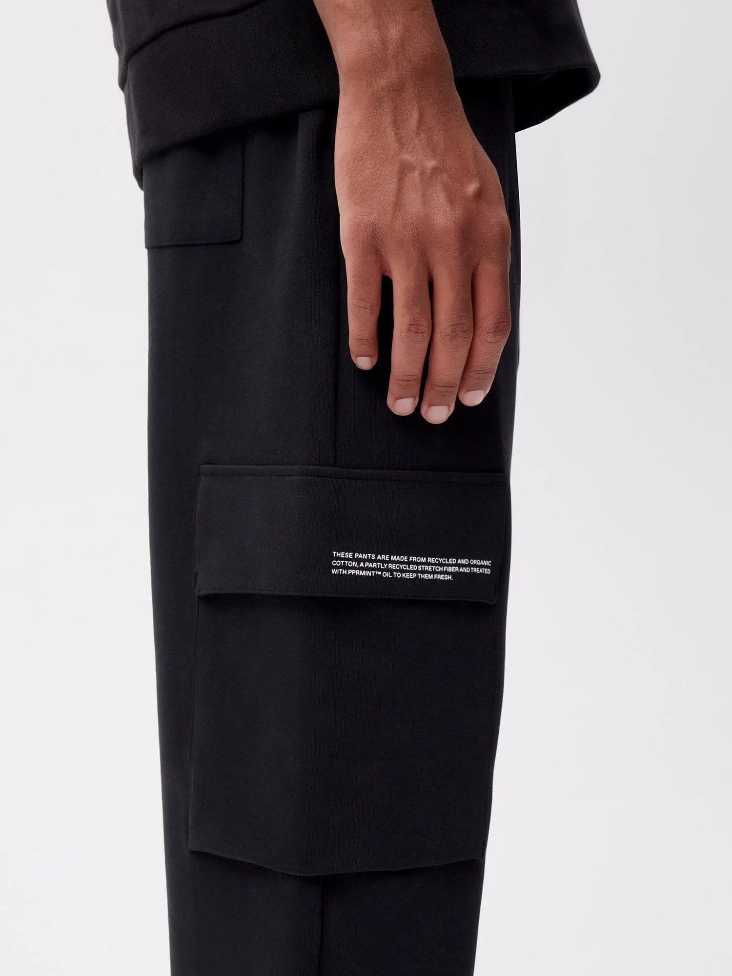 Mens Double Jersey Cargo Track Pantsblack