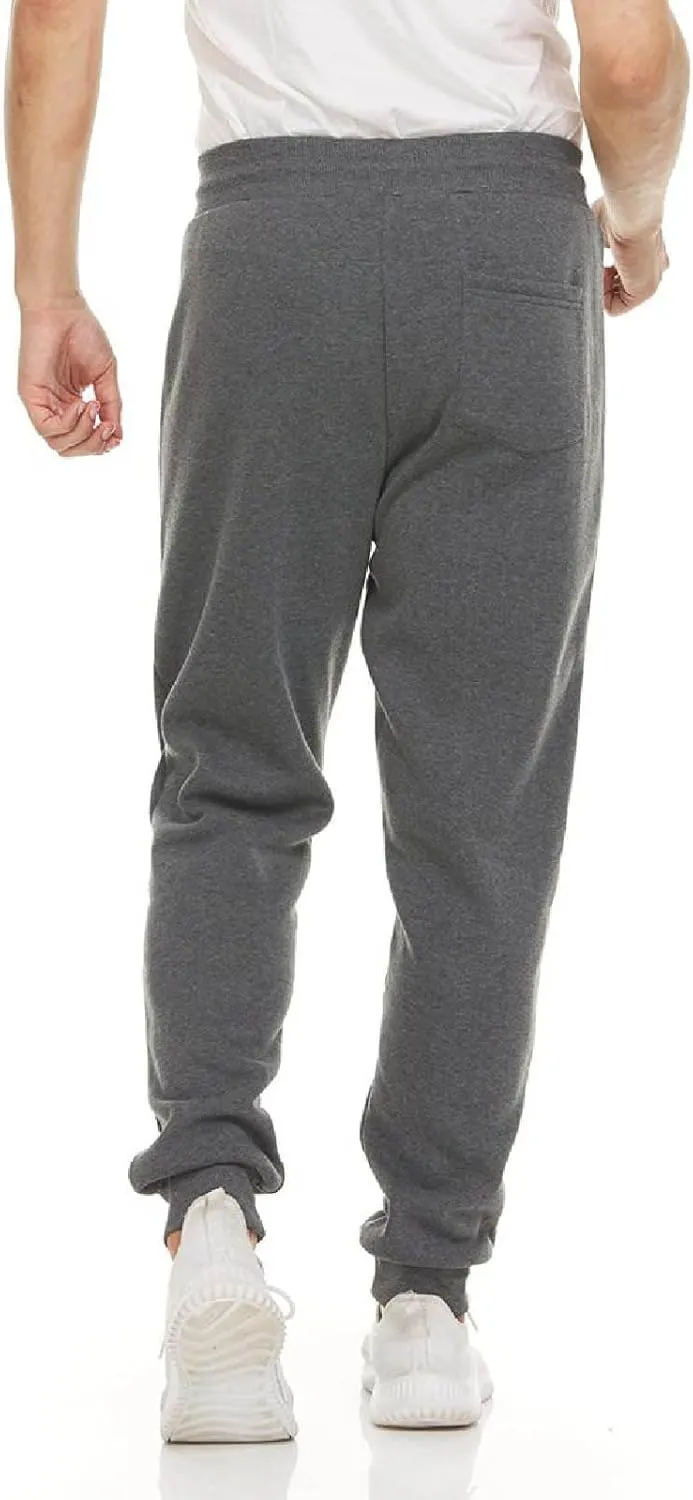 Mens Fleece Casual Sweatpants with Zipper Pockets Plus Size Solid Slim Fit Baggy Joggers Outdoor Atheltic Jogging Trousers