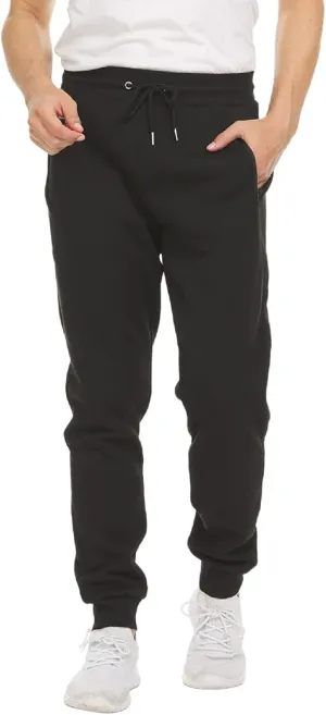 Mens Fleece Casual Sweatpants with Zipper Pockets Plus Size Solid Slim Fit Baggy Joggers Outdoor Atheltic Jogging Trousers