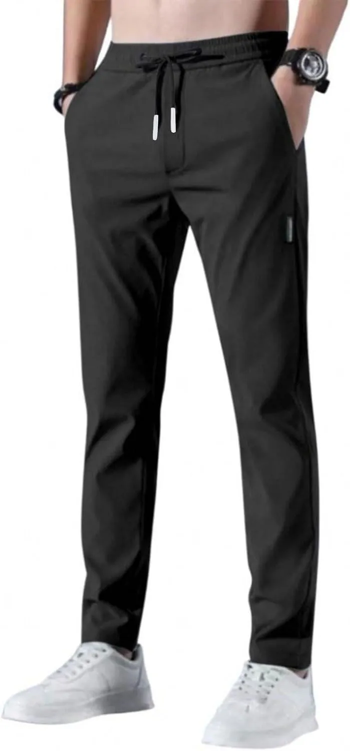 Mens Golf Pants Stretch Relaxed Fit Casual Golf Joggers Lightweight Active Pull On Pants Quick Dry Hiking Trousers