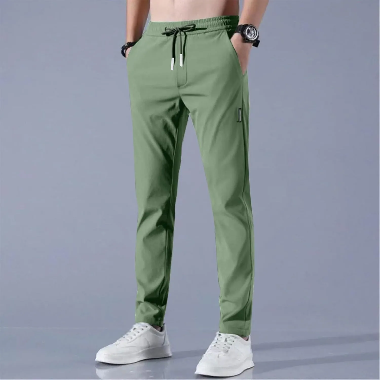 Mens Golf Pants Stretch Relaxed Fit Casual Golf Joggers Lightweight Active Pull On Pants Quick Dry Hiking Trousers