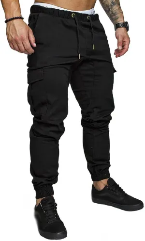 Mens Jogger Pants Running Workout Athletic Cargo Sweatpants Slim Fit Casual Chino Trousers with Pockets
