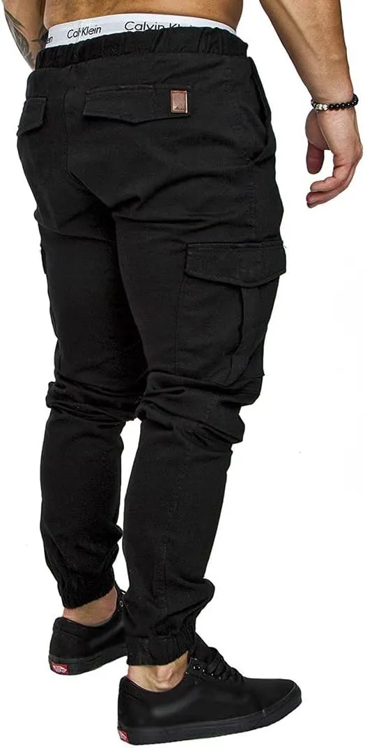 Mens Jogger Pants Running Workout Athletic Cargo Sweatpants Slim Fit Casual Chino Trousers with Pockets