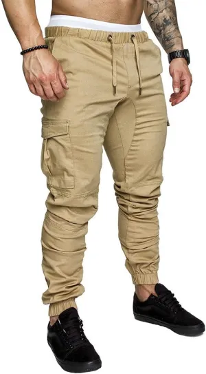 Mens Jogger Pants Running Workout Athletic Cargo Sweatpants Slim Fit Casual Chino Trousers with Pockets