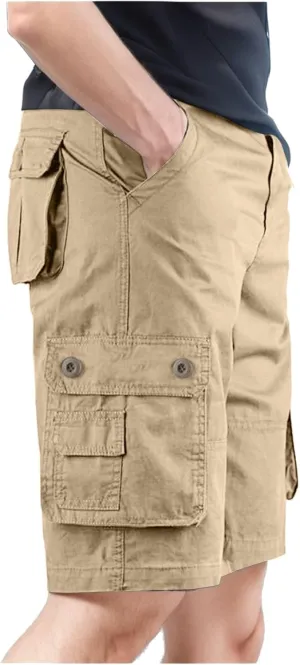 Men's Leisure Cargo Shorts Solid Multi-Pocket Trousers Hiking Shorts Fashion Joggers Casual Sports Workwear for Men