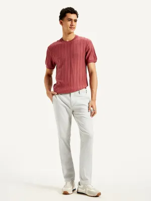 Men's Light-Grey Slim Fit Linen Chinos