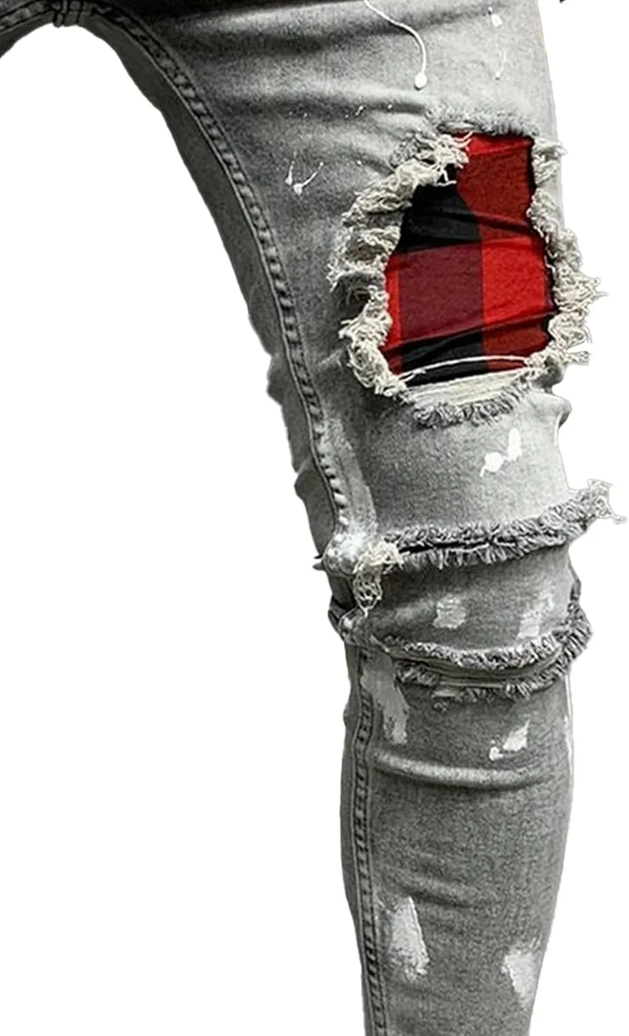 Men's Skinny Casual Destroyed Jean Slim Fit Tapered Leg Jean Pants Stretch Fashion Moto Biker Jeans