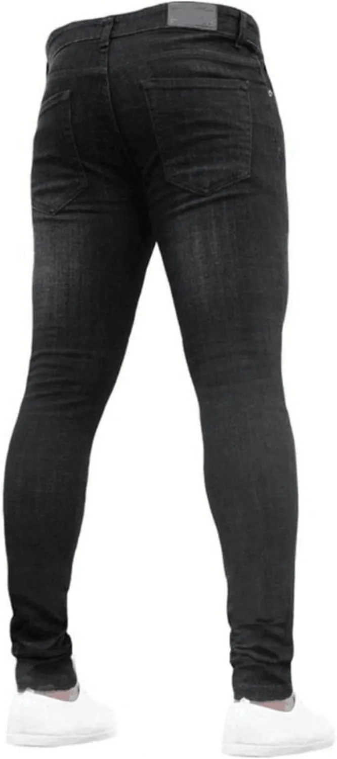 Men's Skinny Casual Destroyed Jean Slim Fit Tapered Leg Jean Pants Stretch Fashion Moto Biker Jeans
