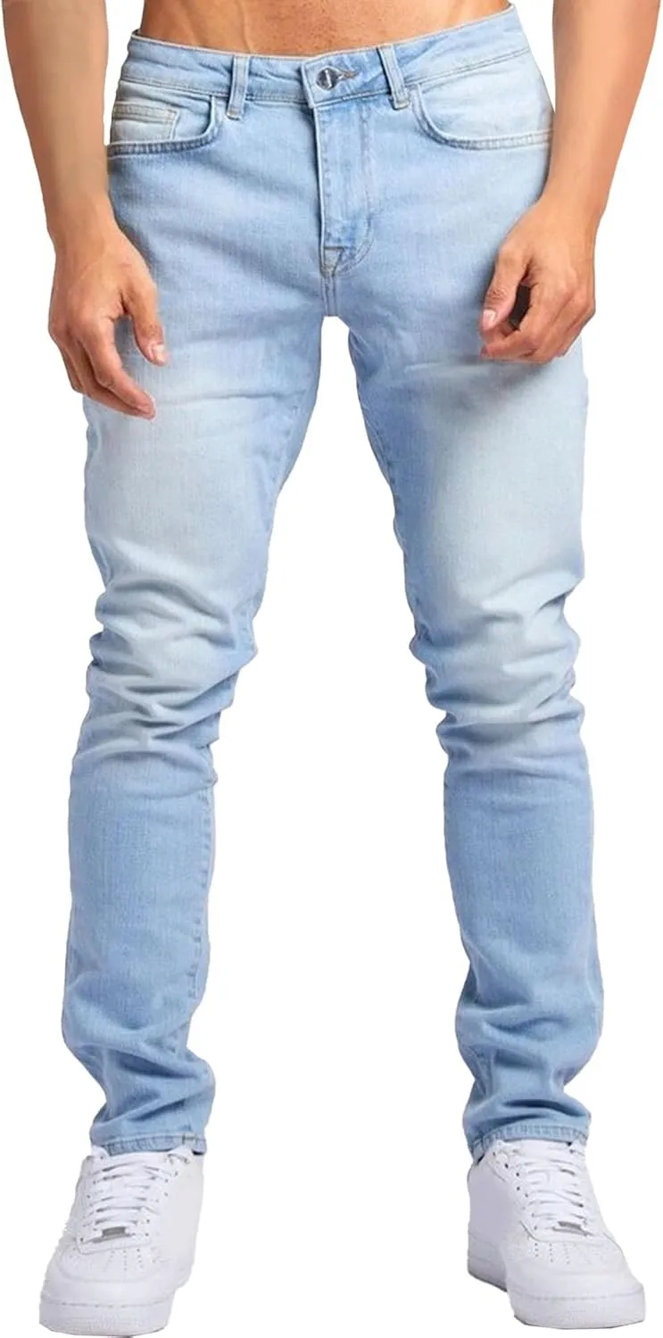Men's Slim Fit Classic Washed Jeans Vintage Straight Leg Denim Pants High Waist Casual Jeans Trouser