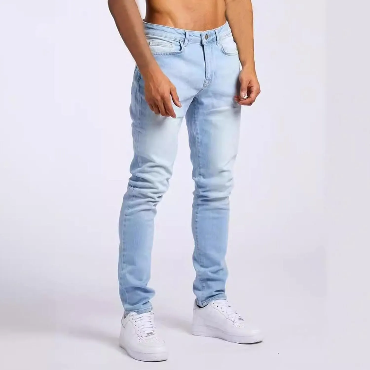 Men's Slim Fit Classic Washed Jeans Vintage Straight Leg Denim Pants High Waist Casual Jeans Trouser