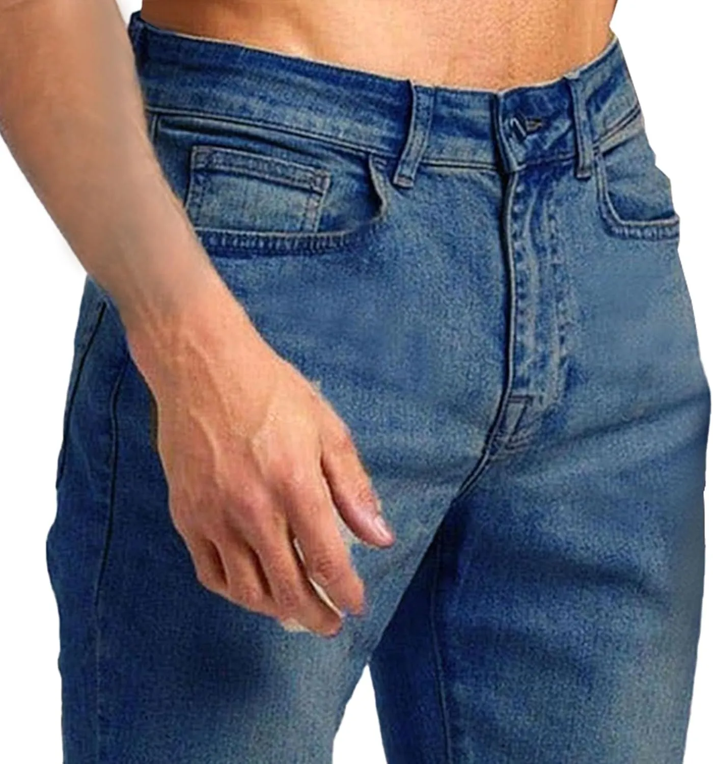 Men's Slim Fit Classic Washed Jeans Vintage Straight Leg Denim Pants High Waist Casual Jeans Trouser