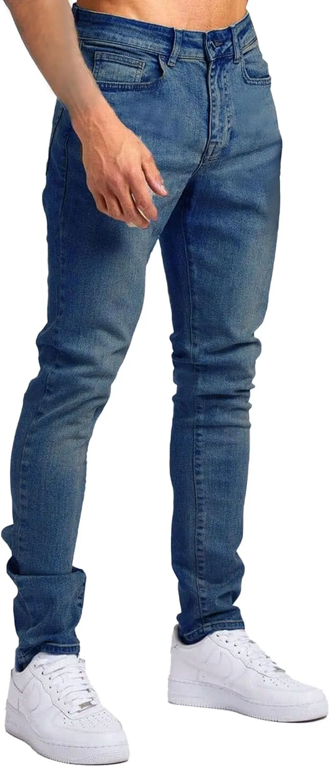 Men's Slim Fit Classic Washed Jeans Vintage Straight Leg Denim Pants High Waist Casual Jeans Trouser