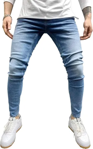Men's Slim Fit Strech Casual Jeans Classic Comfort Flex Denim Pants Straight Leg Siknny Jogger Jeans