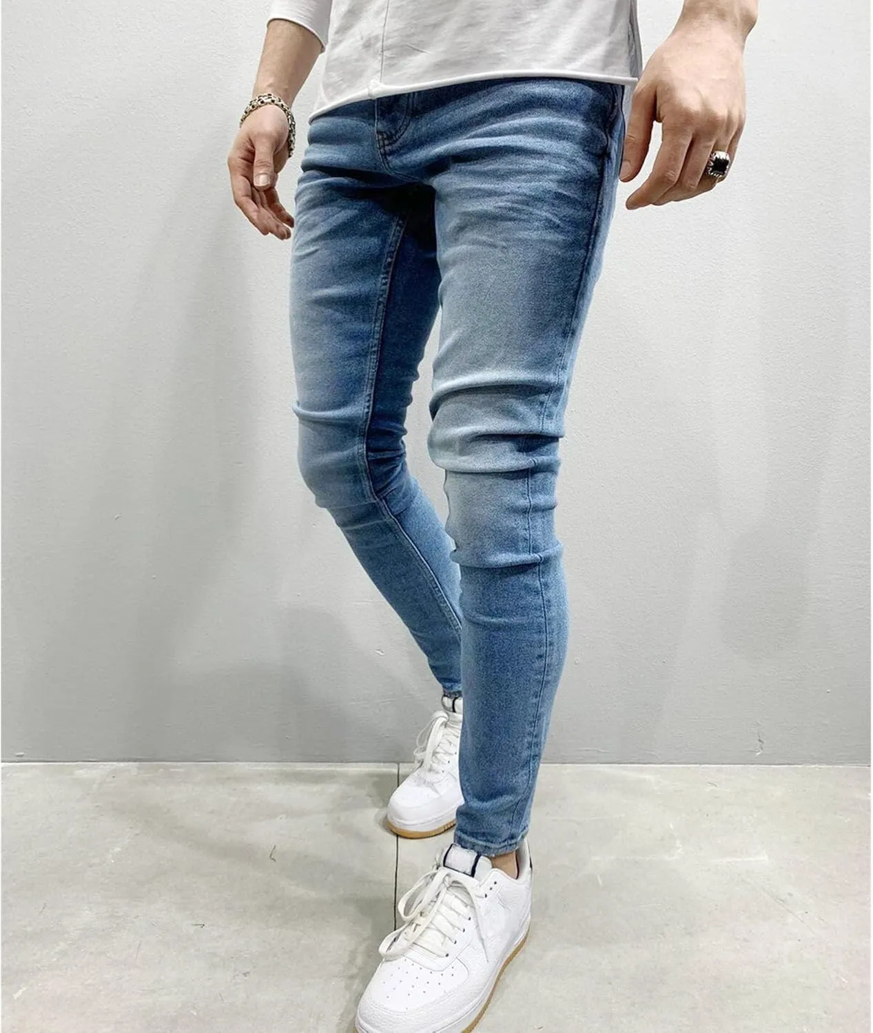 Men's Slim Fit Strech Casual Jeans Classic Comfort Flex Denim Pants Straight Leg Siknny Jogger Jeans