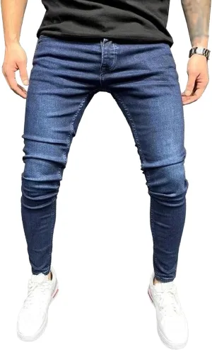 Men's Slim Fit Strech Casual Jeans Classic Comfort Flex Denim Pants Straight Leg Siknny Jogger Jeans