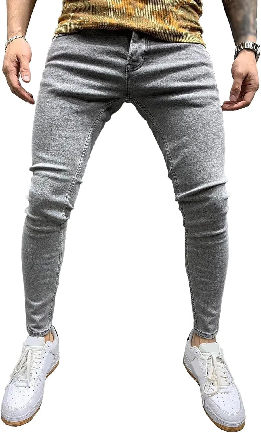 Men's Slim Fit Strech Casual Jeans Classic Comfort Flex Denim Pants Straight Leg Siknny Jogger Jeans