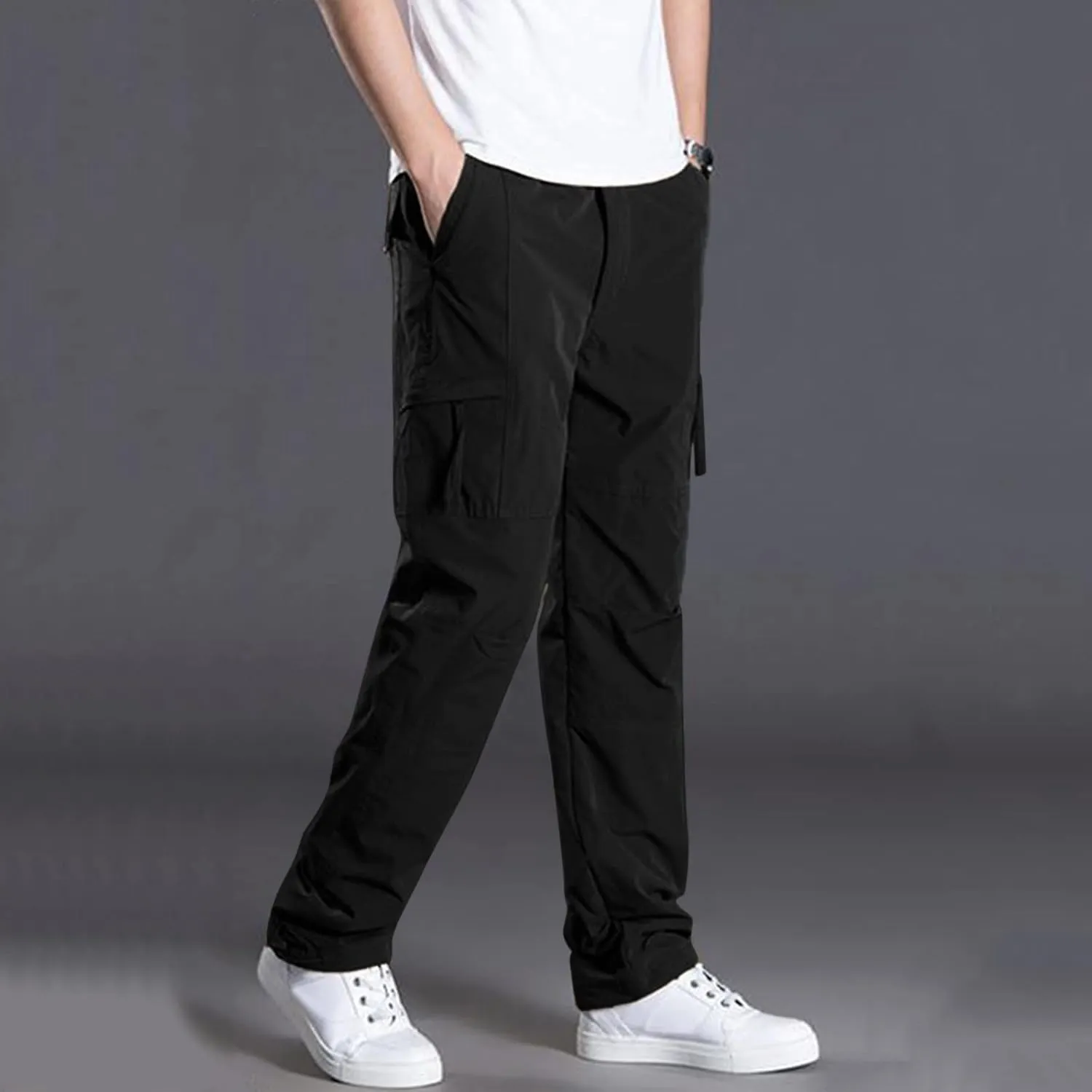 Mens Street Style Cargo Pants Military Tactical Combat Versatile Trouser Dressy Stylish Solid Loose Casual Versatile Overalls