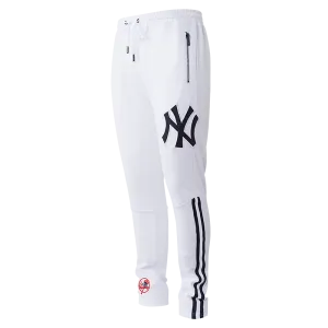 MLB NEW YORK YANKEES CLASSIC MEN'S DOUBLE KINT TRACK PANT (WHITE/MIDNIGHT NAVY)