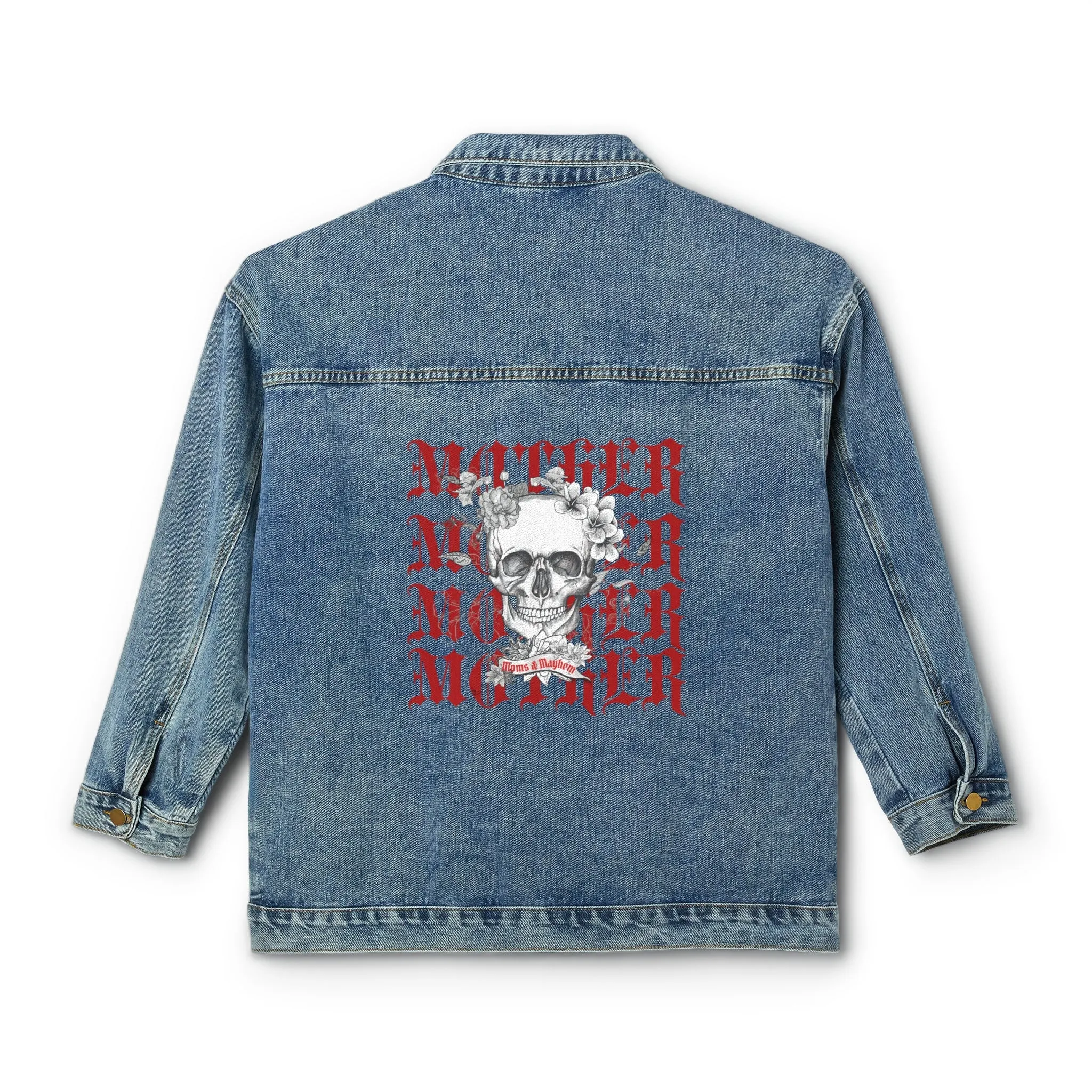 MOTHER Moms and Mayhem Heavy Metal Skull Women's Denim Jean Jacket