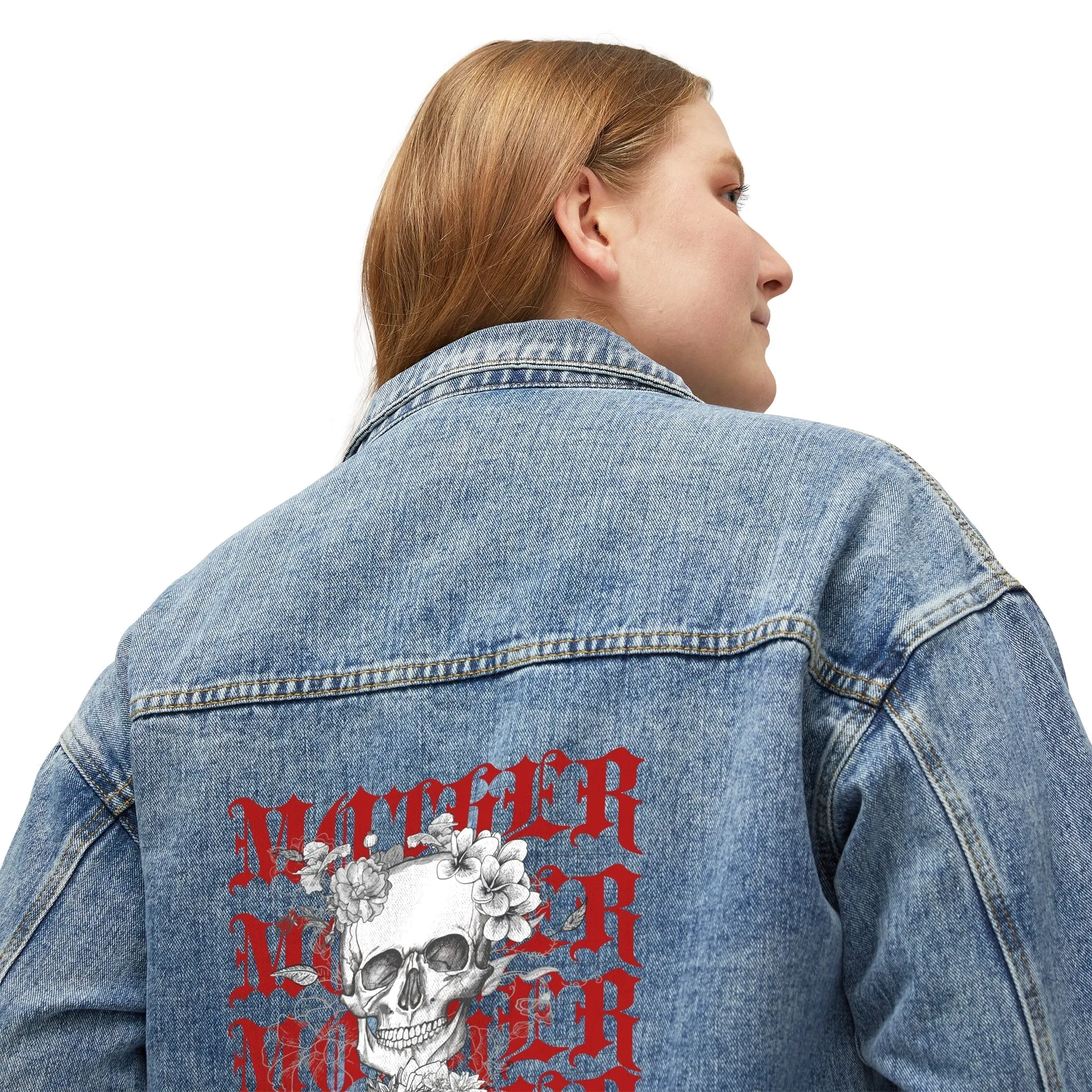 MOTHER Moms and Mayhem Heavy Metal Skull Women's Denim Jean Jacket