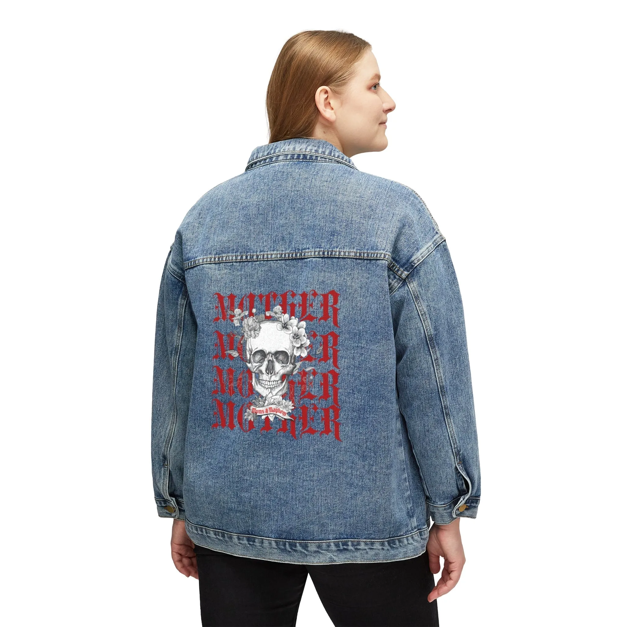 MOTHER Moms and Mayhem Heavy Metal Skull Women's Denim Jean Jacket