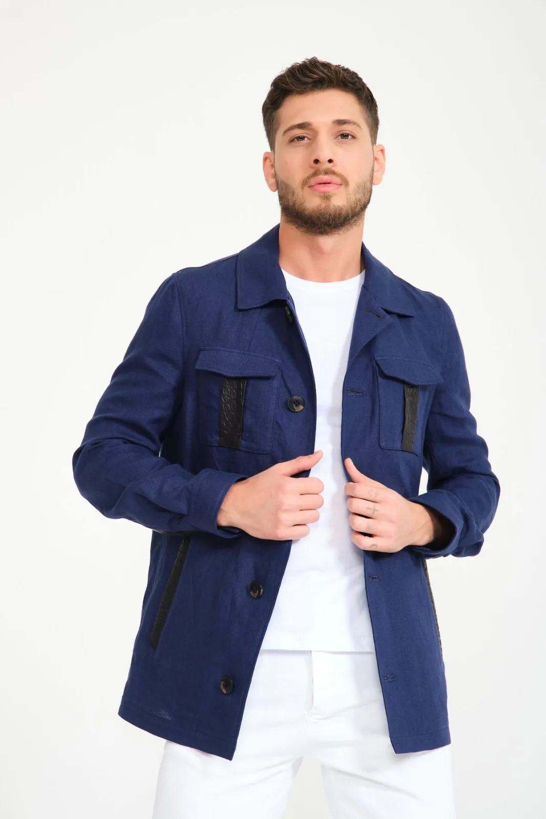 Navy Linen Jacket