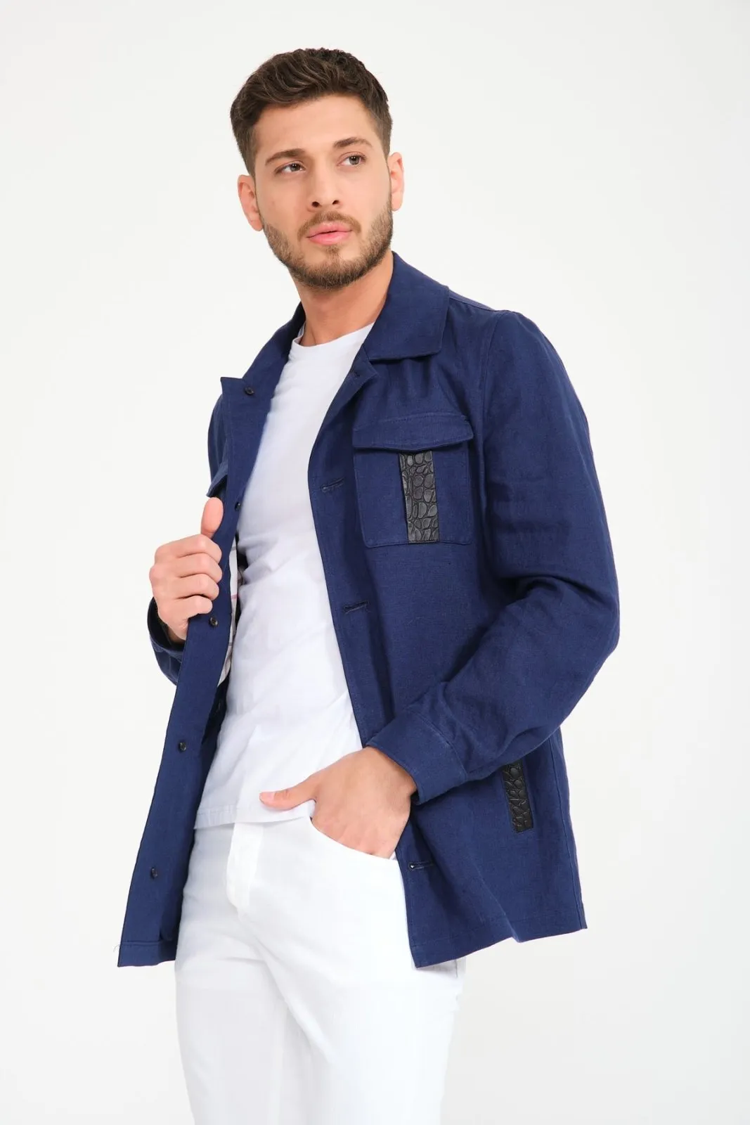 Navy Linen Jacket