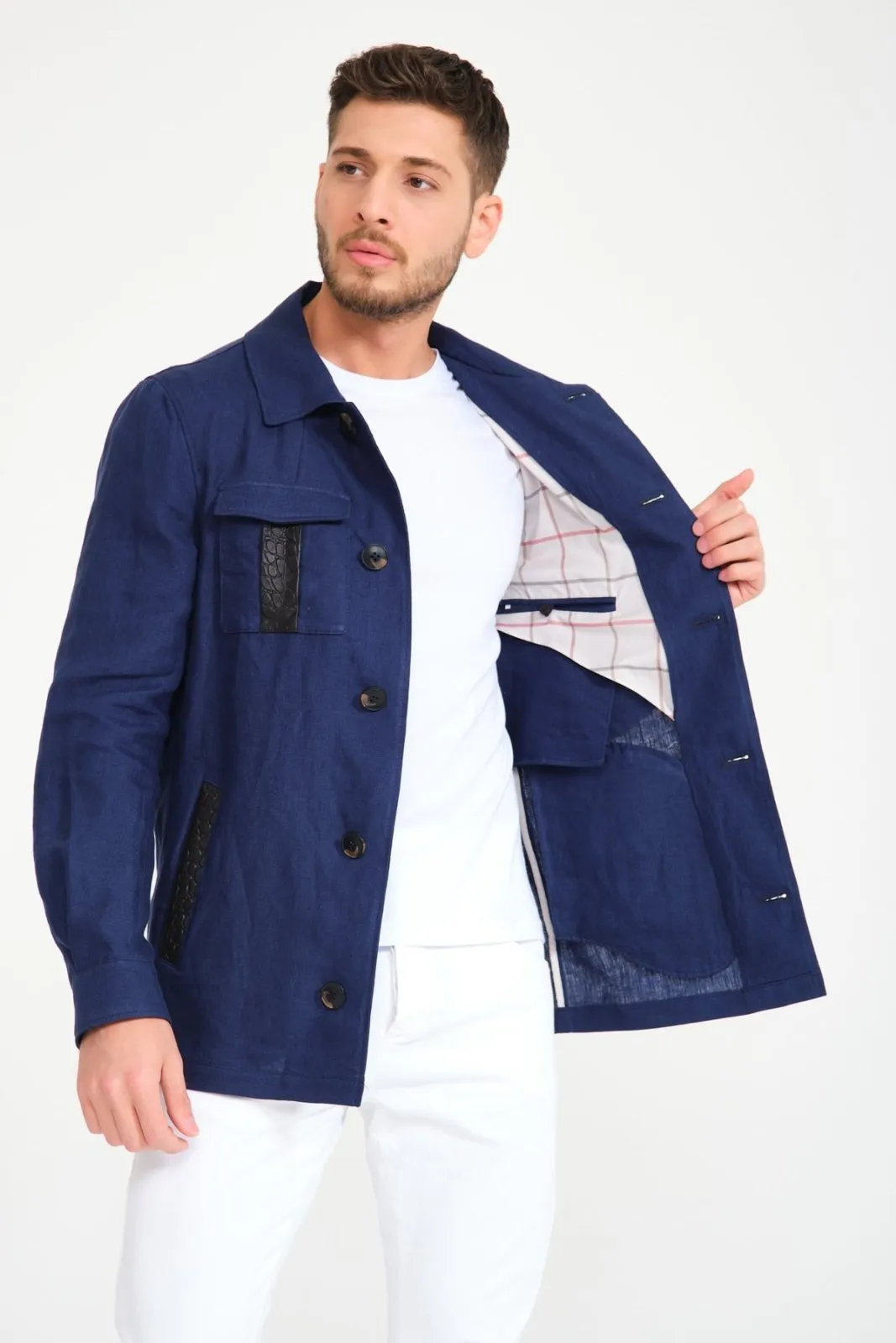 Navy Linen Jacket