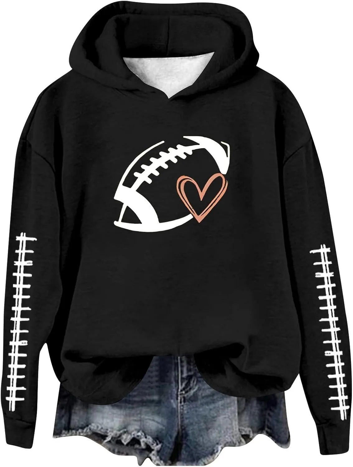 Oversized Hoodie Football Hoodies for Women Graphic Print Sunday Sports Long Sleeve Sweatshirts 2024 Fall Athletic Casual Pullover Top Todays Daily Deals