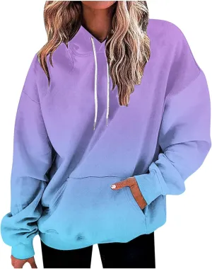 Oversized Hoodies for Women 2023 Fashion Fall Fleece Sweatshirts Tie Dye Long Sleeve Drawstring Hooded Pullover