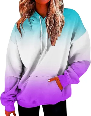 Oversized Sweatshirts for Women Fashion Gradient Hoodie Top Loose Long Sleeve Pullovers Fall Outfits Clothes