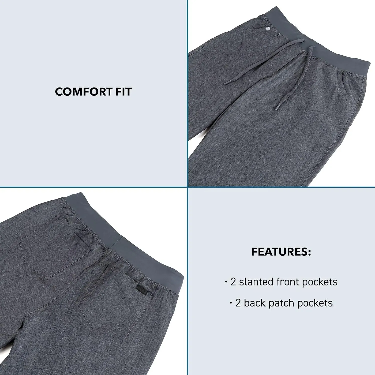 Peelz Sara 4-Pocket Straight-Leg Scrub Pants for Women - Soft Stretch Fabric Scrubs, Elastic Waistband, Comfort Fit