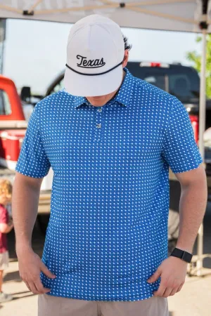 Performance Polo - Texas Blue & White