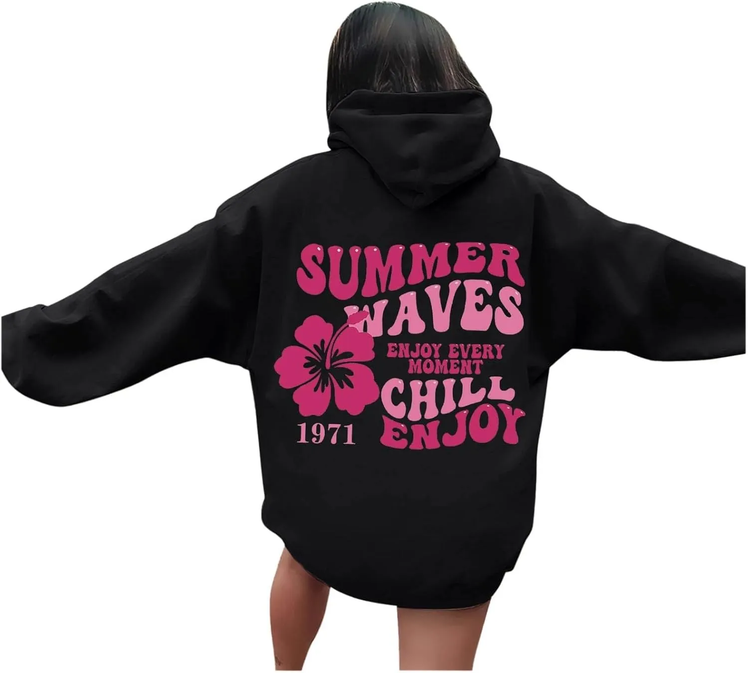 Pink Palm Puff Hoodie Letter Print Y2k Sweatshirt Trendy Preppy Sweatshirts for Teen Girls Cute Clothes