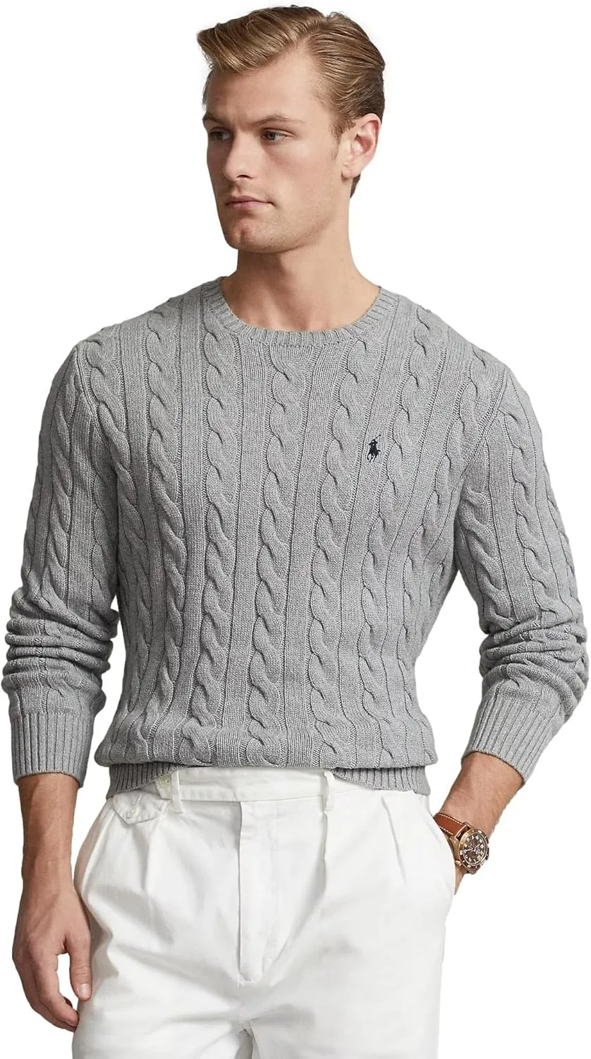POLO RALPH LAUREN Men's Iconic Cable Knit Cotton Pullover Sweater