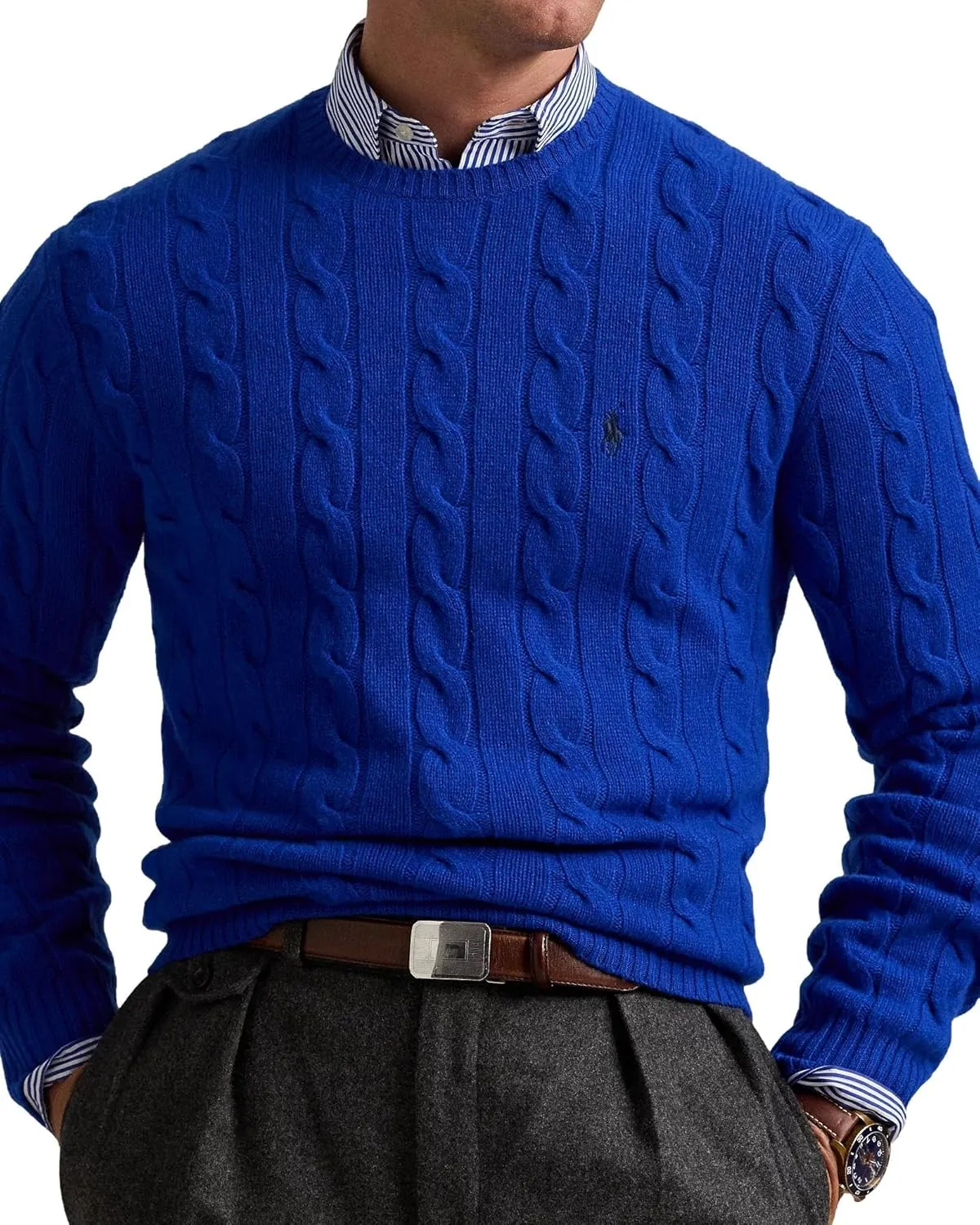 POLO RALPH LAUREN Men's Iconic Cable Knit Cotton Pullover Sweater