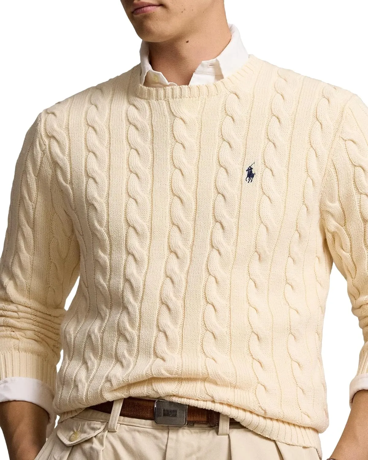 POLO RALPH LAUREN Men's Iconic Cable Knit Cotton Pullover Sweater