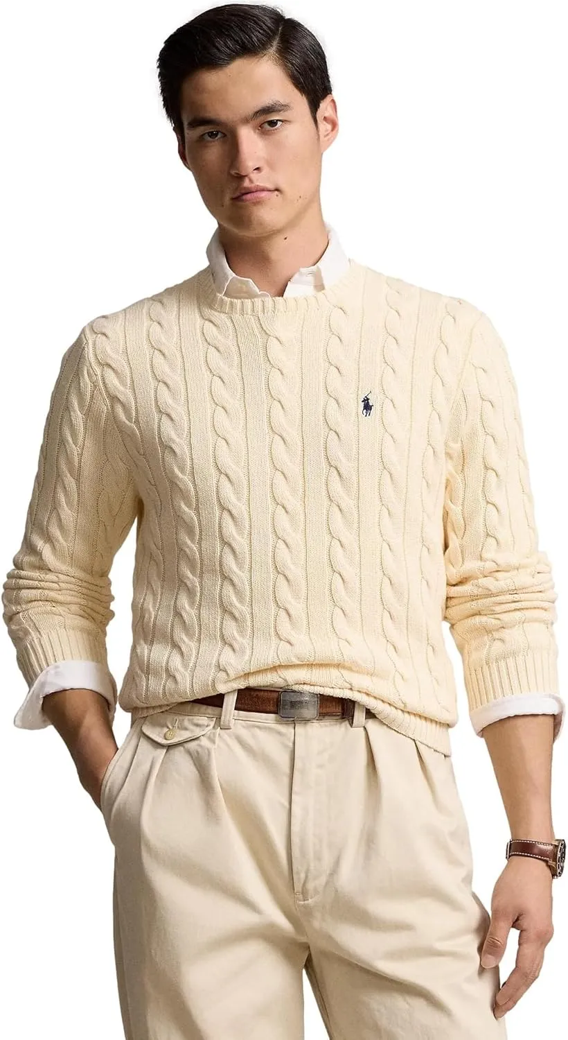 POLO RALPH LAUREN Men's Iconic Cable Knit Cotton Pullover Sweater