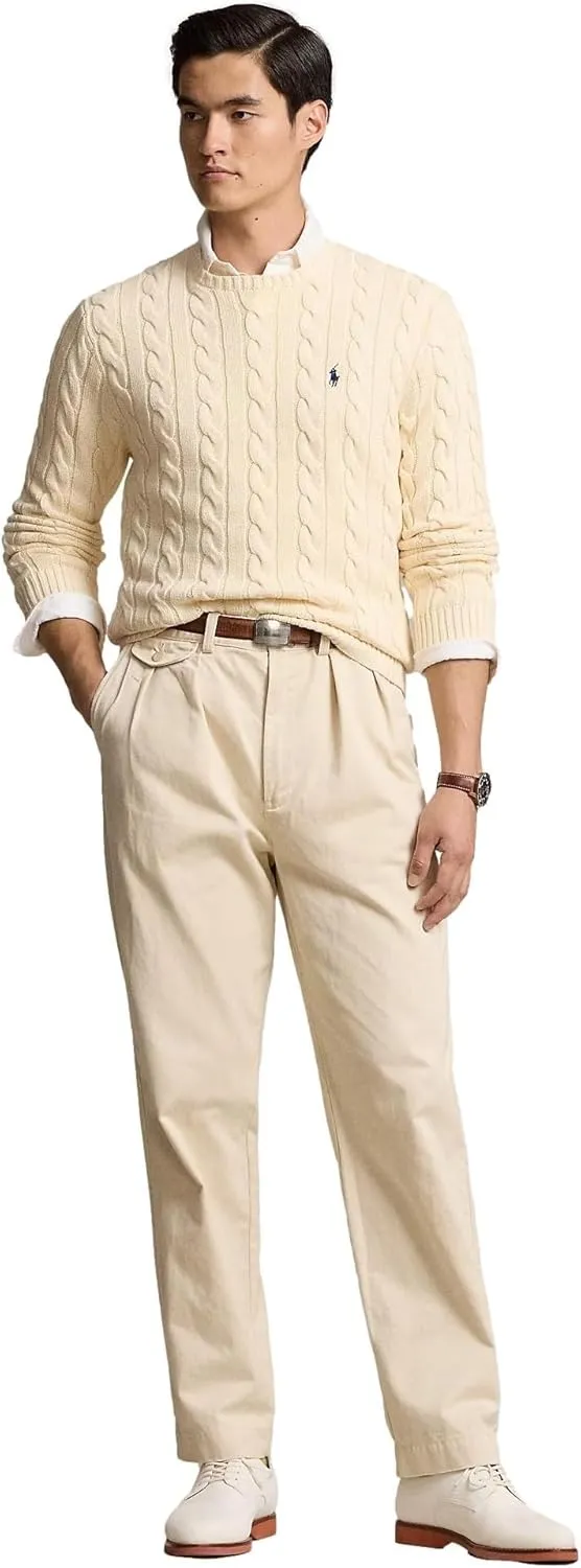 POLO RALPH LAUREN Men's Iconic Cable Knit Cotton Pullover Sweater