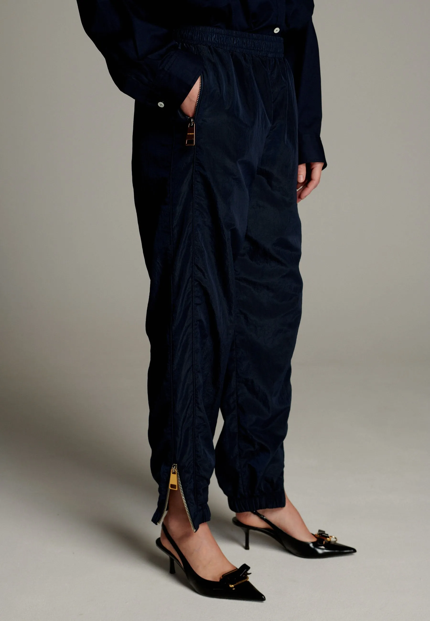 Runner Parachute Pants Trousers Navy