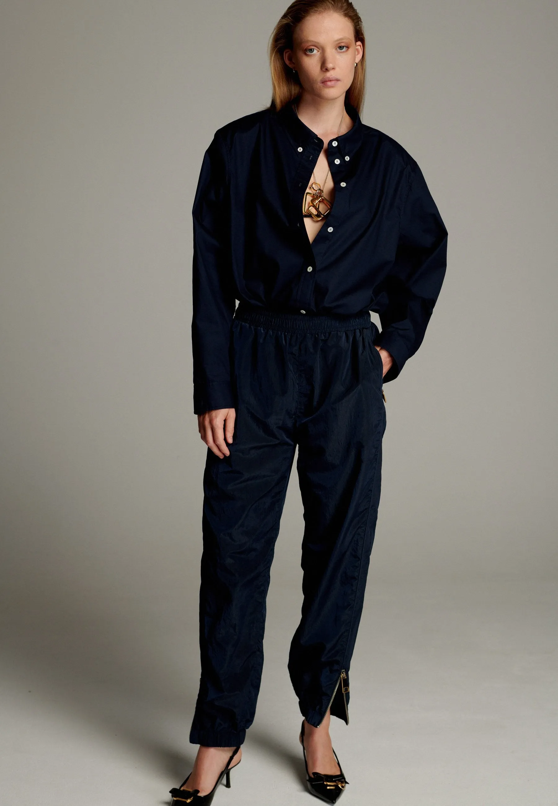 Runner Parachute Pants Trousers Navy