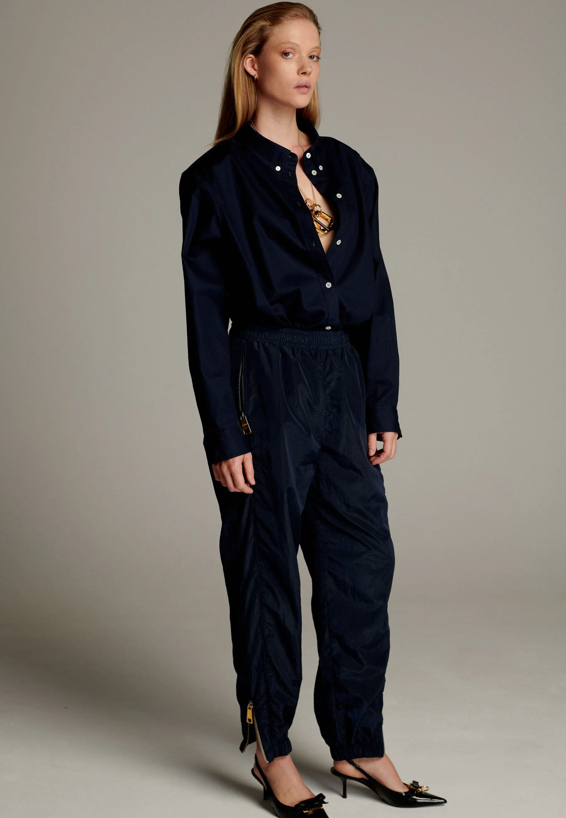 Runner Parachute Pants Trousers Navy